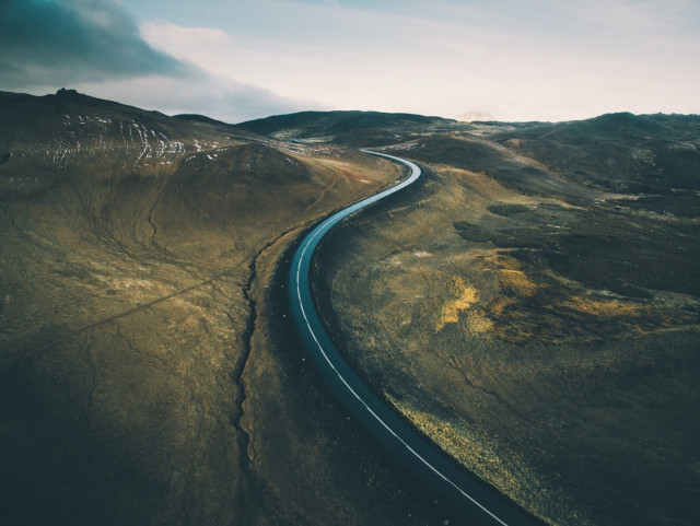 aerial view of landscape road wallpaper